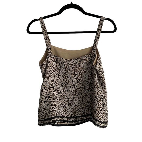 Liz CLAIBORNE Sleeveless Blouse Leopard Cheetah Print Black Tan 6P - Picture 2 of 5